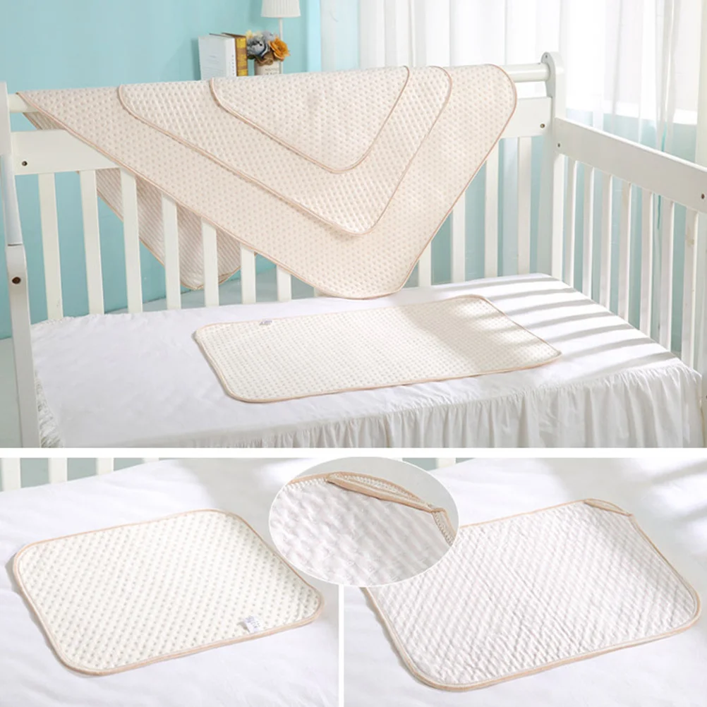 3 قطع من وسادة حفاضات الأطفال القطنية القابلة للتنفس، وسادات داخلية ماصة مقاومة للماء، وسادة حماية لسرير الأطفال حديثي الولادة #6