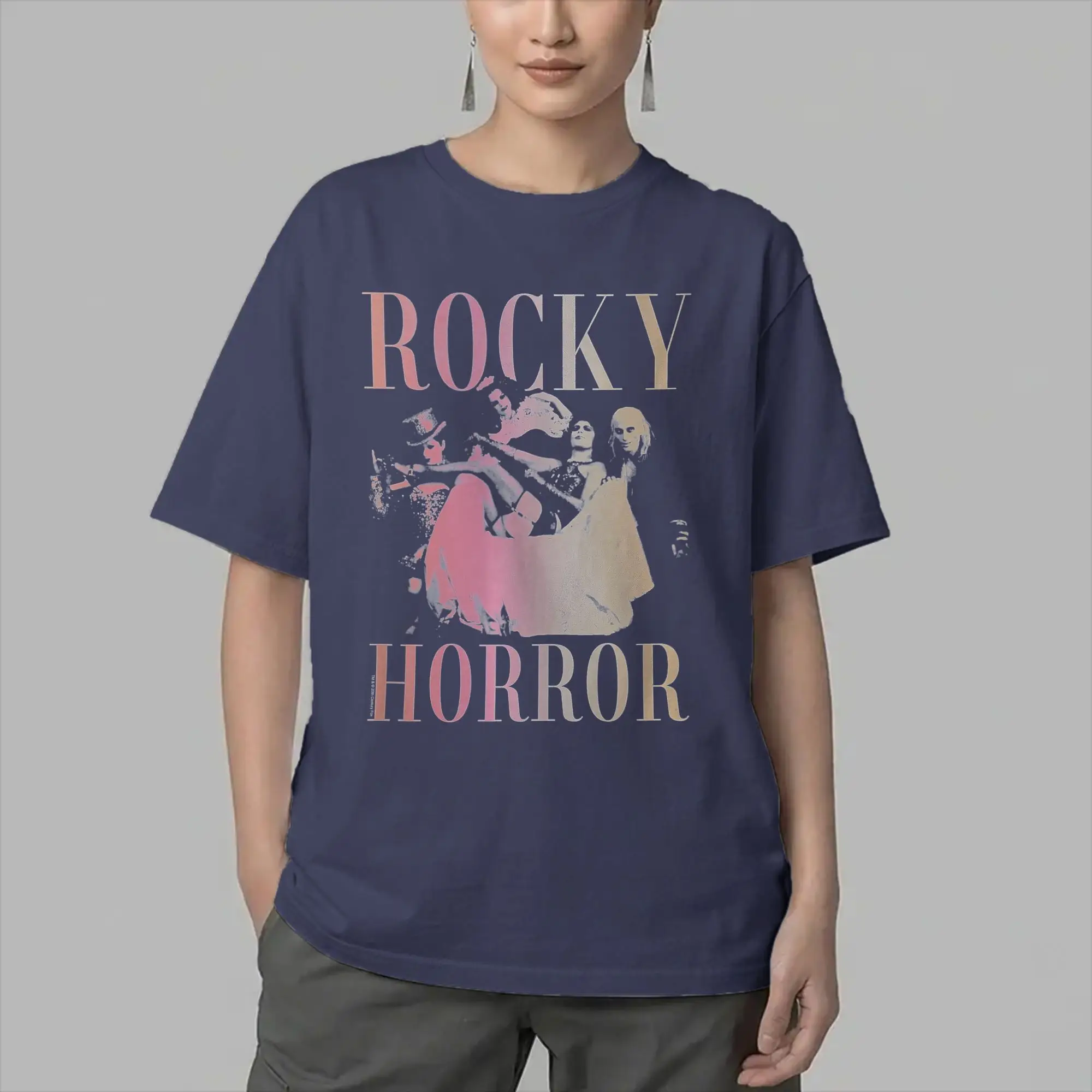 Rockys Horror Picture Show Group Shot Tonal Gradient T-Shirts Men O Neck Cotton T Shirt  Short Sleeve Tee Shirt New Clothing