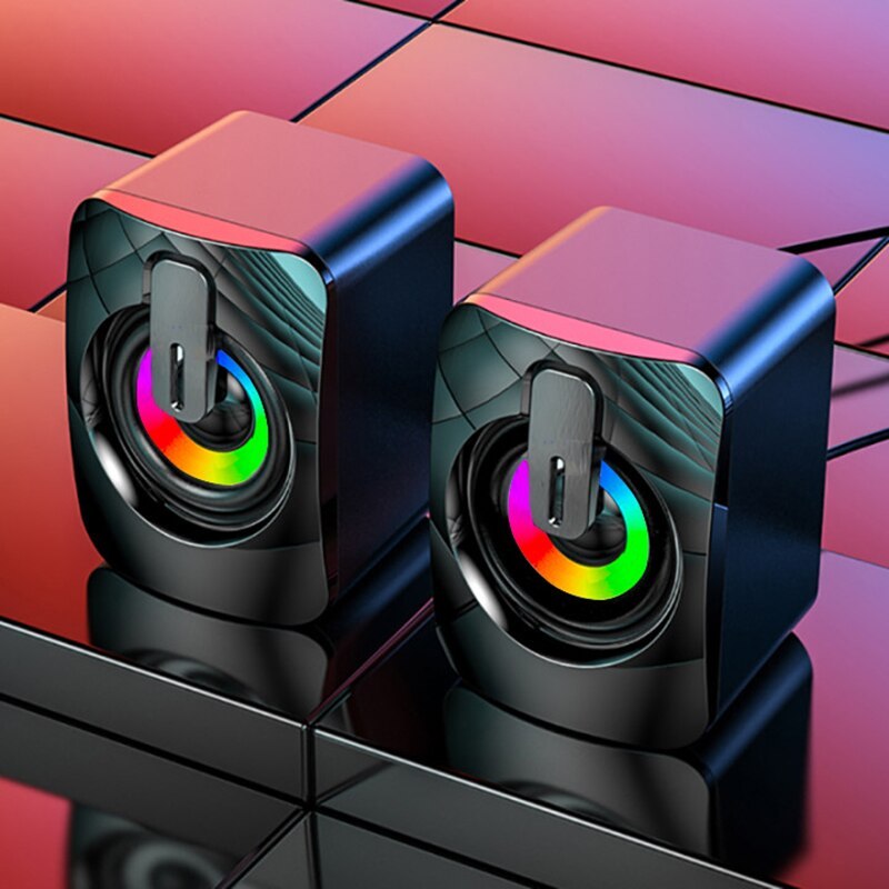 HIFI Stereo Usb wired Speaker PC Speakers USB Wired Caixa De Som with RGB Lights Volume Control 3.5mm AUX-in Desk Audio System