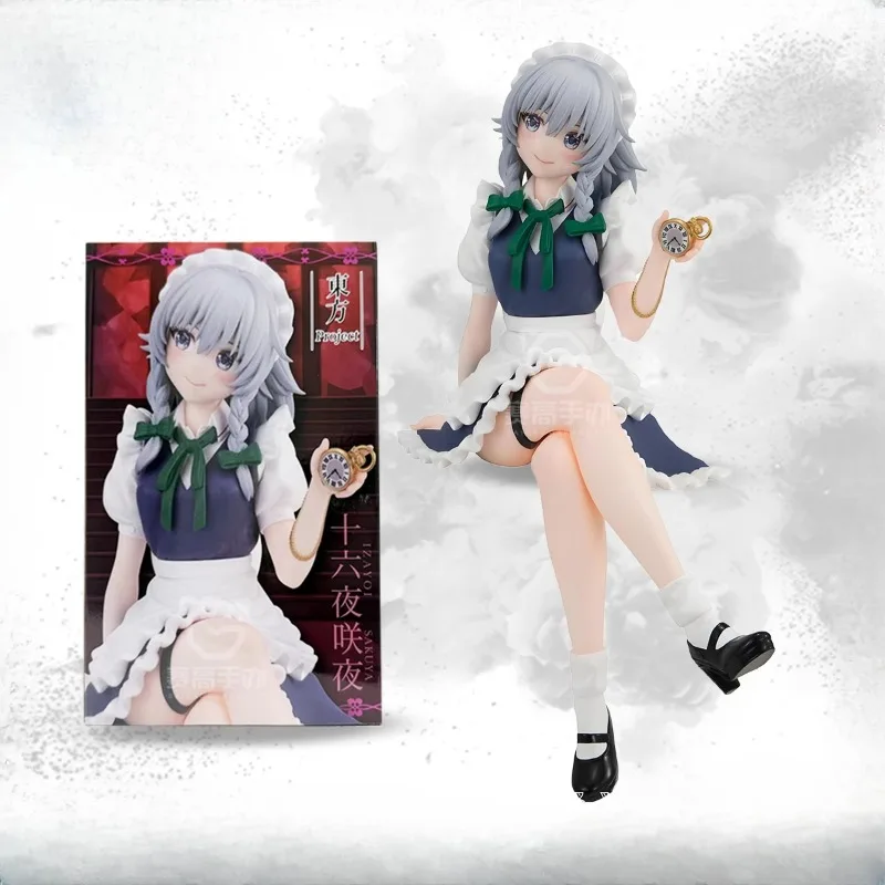 FuRyu Oriental Project Sixteen Nights Sakuya Maid Sitting Posture Instant Noodles Scenery Handmade Ornament Model Toy Gift Movie