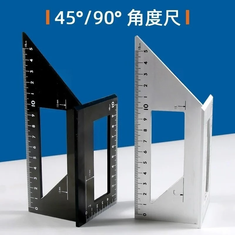 Multifunctional Woodworking Square, 45/90 Degree Through Marking Angle Gauge, Carpenter Scribing Measuring Tool
