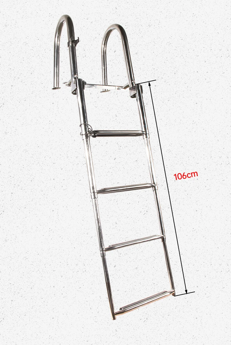 Stainless Steel 4-Step Telescoping Boat Ladder with Handrails Marine Swim Platform Ladder | Marine Folding Boarding Ladder