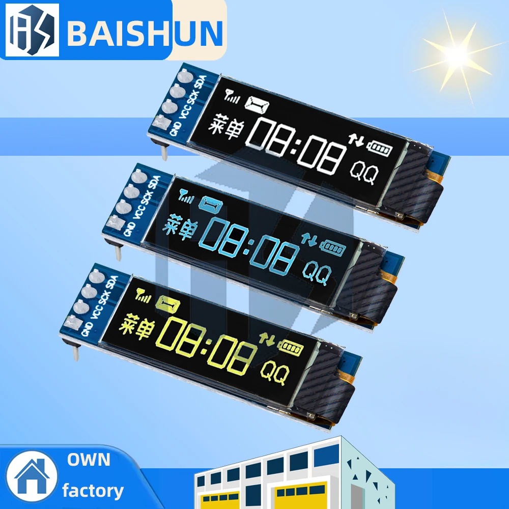 

1 шт. 0,91-дюймовый OLED-модуль 0,91-дюймовый белый синий OLED 128X32 OLED ЖК-дисплей со светодиодной подсветкой 0,91 дюйма IIC Communicate