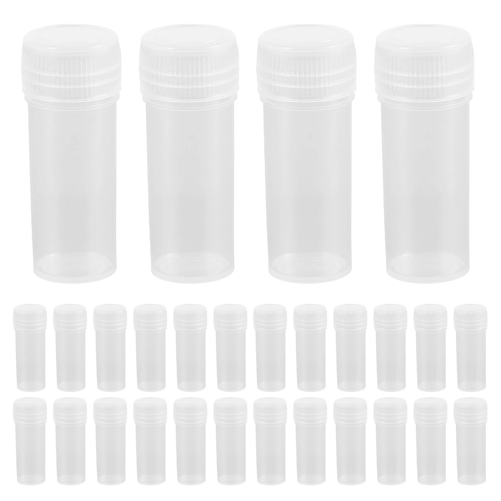 

60Pcs 5ml Transparent Screw Cap Plastic Tubes Laboratory Vials Sample Storage Tubes Educational Lab Lip Balm Tube Set