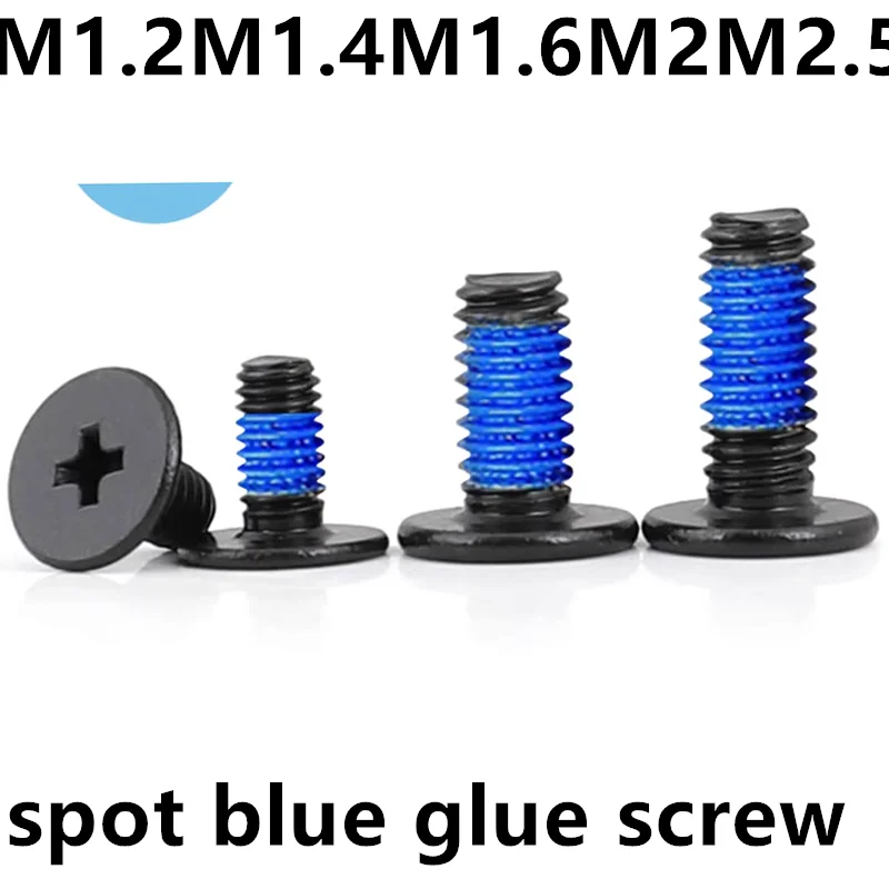 

M1.2M1.4M1.6M2M2.5 black carbon steel phillips thin flat screw paint treatment spot blue glue anti-loose shakeproof screw1178