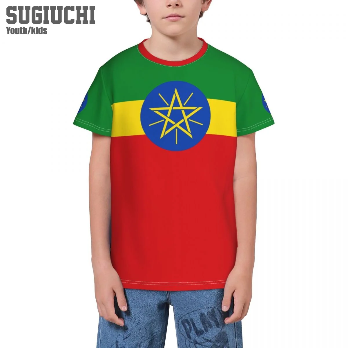 Custom Name Number Ethiopia Flag Emblem 3D T-shirts For Kids Youth Boy/Girl Tees Soccer Football Fans Gift T shirt