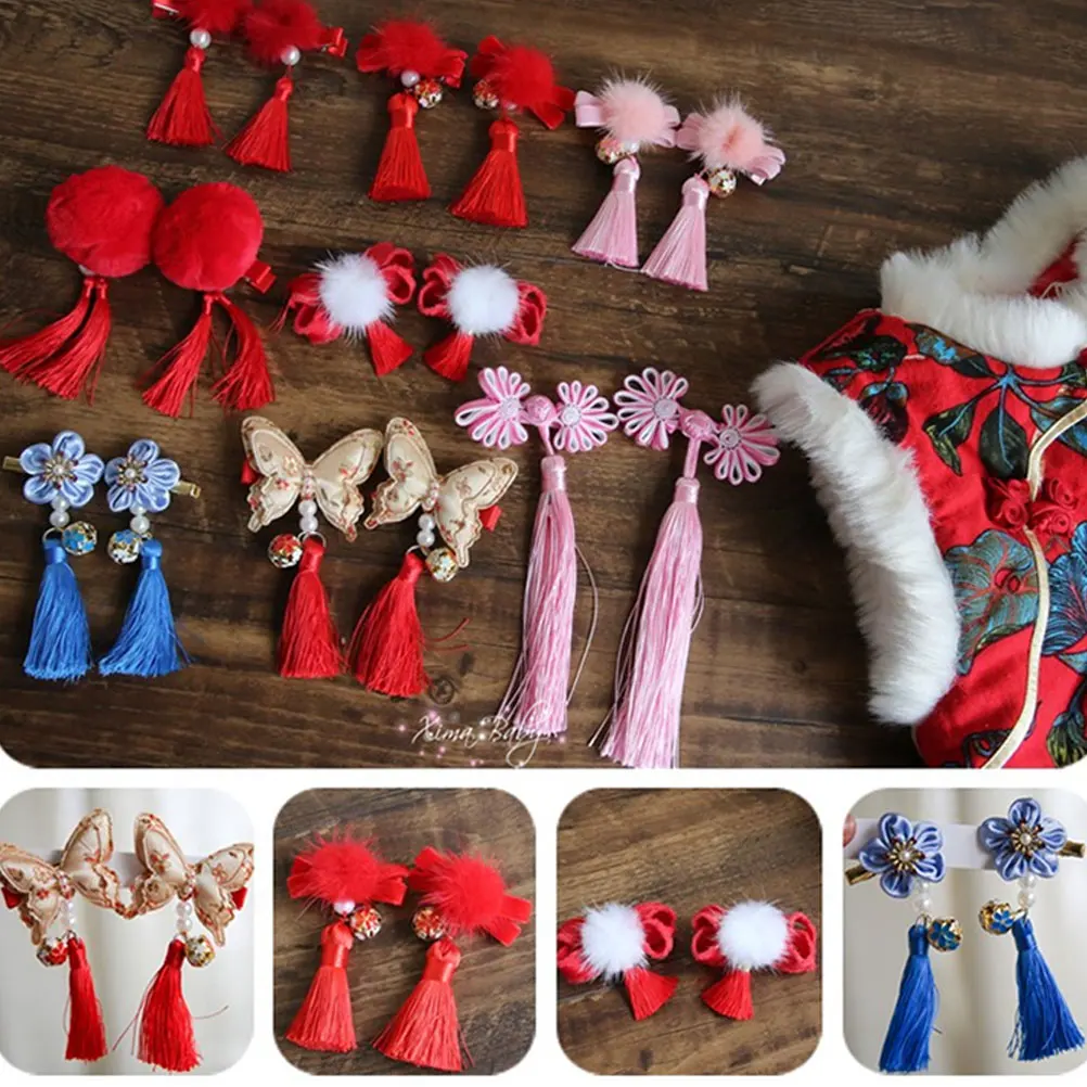 

Tassel Hair Clip for Han Chinese Clothing Clips Hairpin Kids New Year Girl Girls