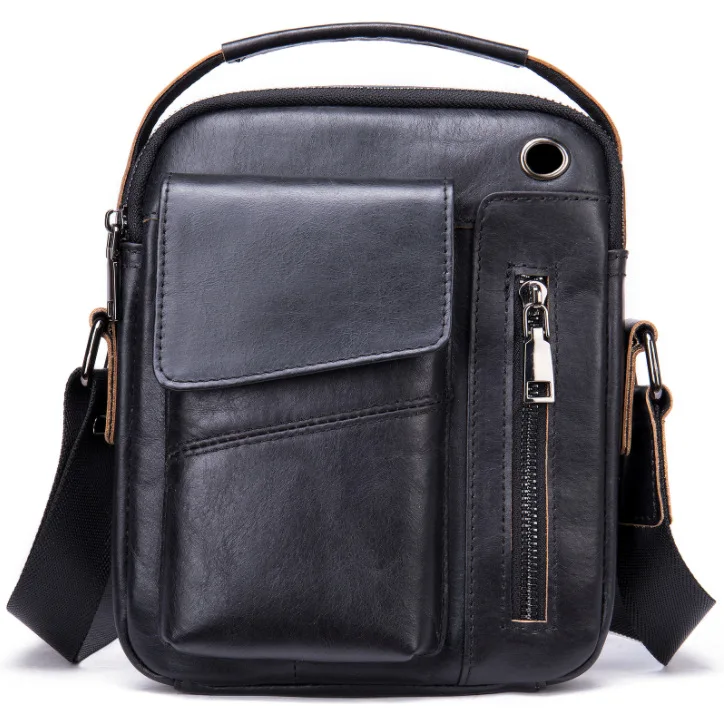 Imagem -02 - Bolsa de Ombro de Couro Casual Masculina Bolsa Tiracolo Simples para Lazer Bolsa para Telefone Moda Masculina Nova 2024