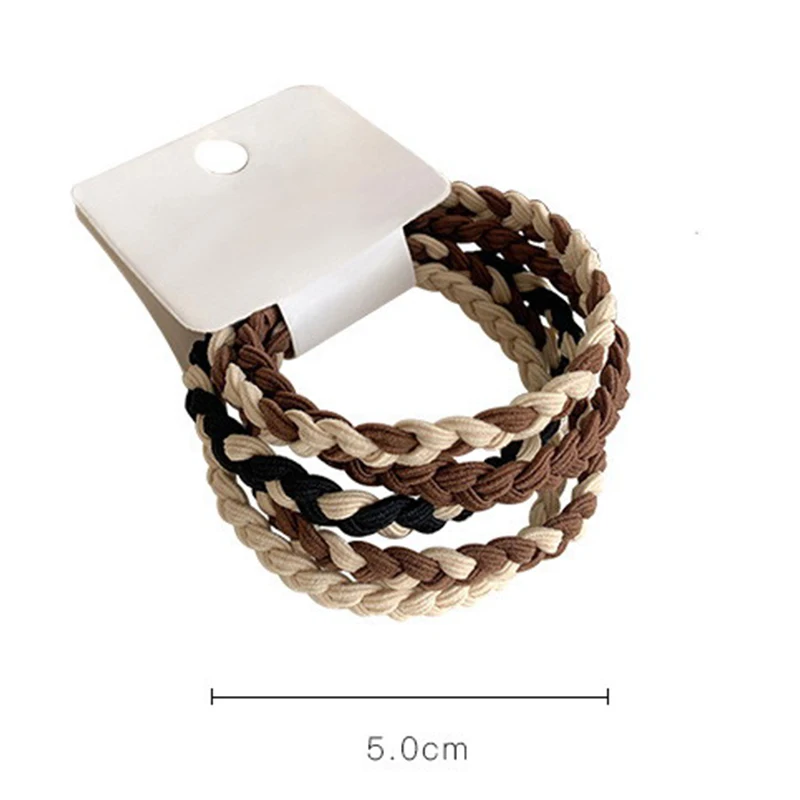 5PCS Milk Coffee Color Hair Rope Small Rubber Band Milk Tea Color Simple Braid Hair Band Nakrycie głowy dla kobiet Modne nakrycia głowy