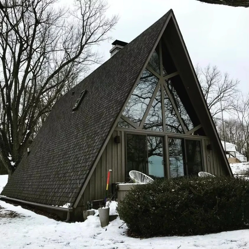 A-Frame Cabin Glass Front Triangle House Modern Prefabricated Wood Villa Luxury Tiny Home for Stargazing and Mountain View