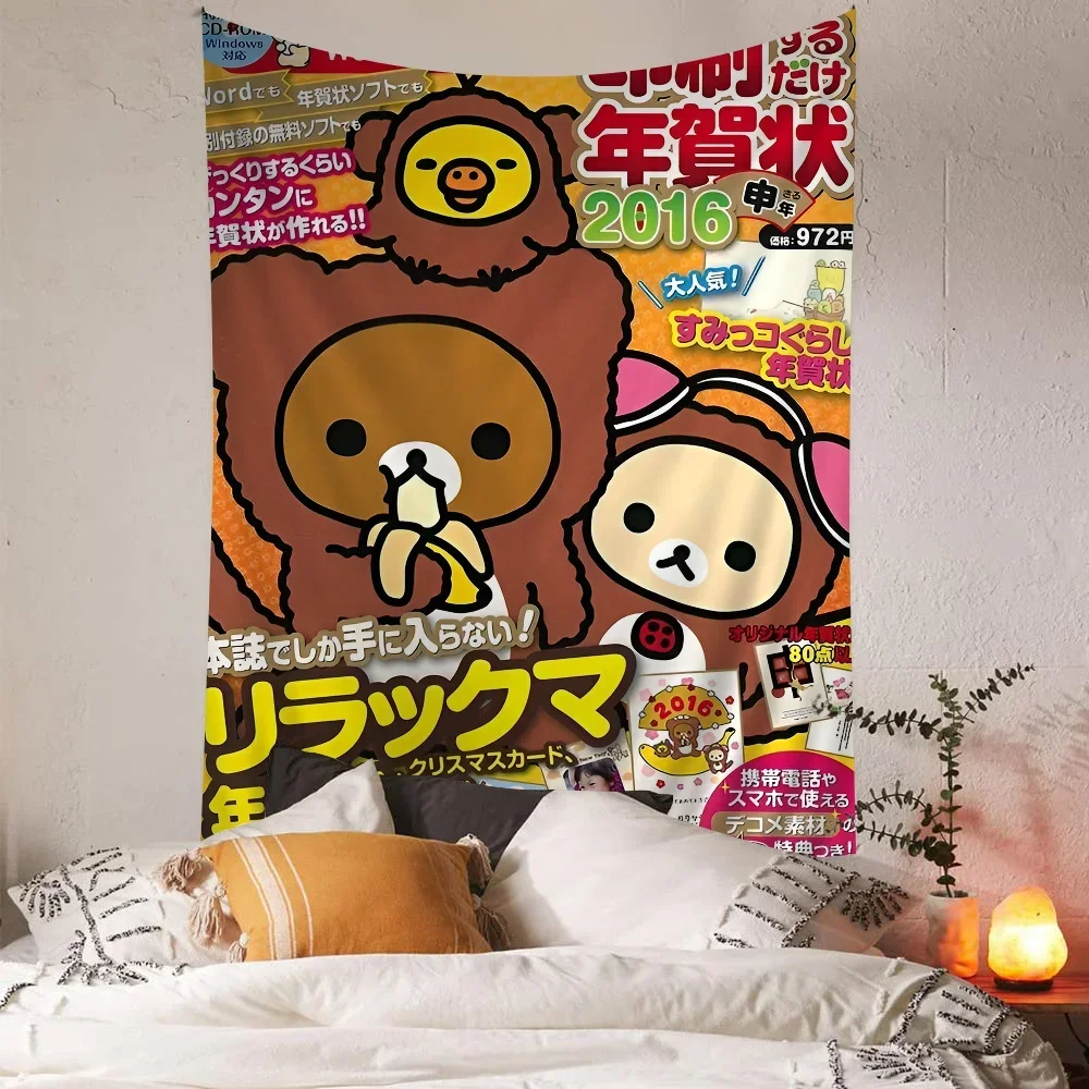 Japan Anime Cute Cartoon Rilakkuma Bohemian Tapestry Cheap Hippie Wall Hanging Bohemian Wall Tapestries Hanging Home Decor