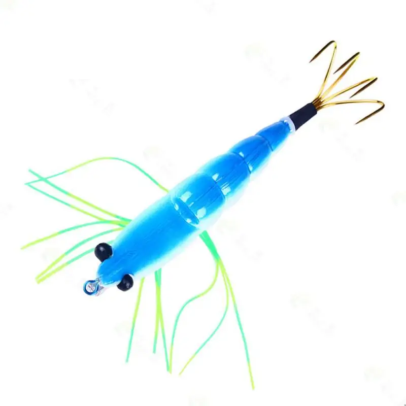 1-12cm 14.3g Luminous Bait Squid Hook Wood Shrimp Lures Soft Jigs Life Like Simulation Silicone Octopus Bait Fishing Tackle