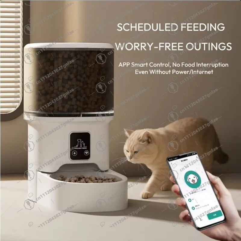 Cat and fountain pet feeder automatic food dispenser with side-by-side food bowls, Christmas gifts for pet lovers