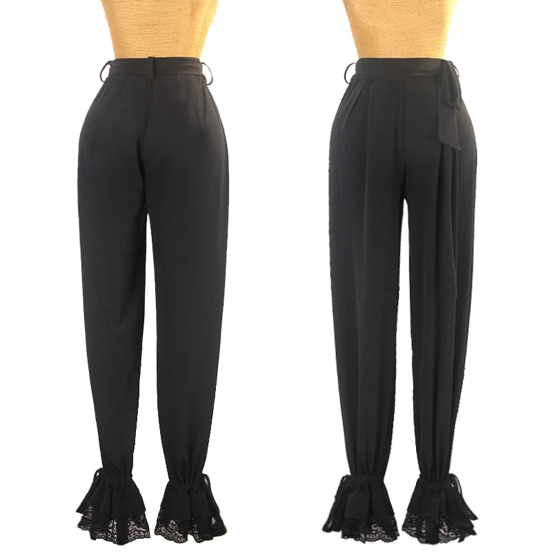 

New Latin Ballroom Dance Pants Women Black Lace Dancing Trousers Adult Cha Cha Rumba Samba Dance Clothes Practice Wear DNV21523