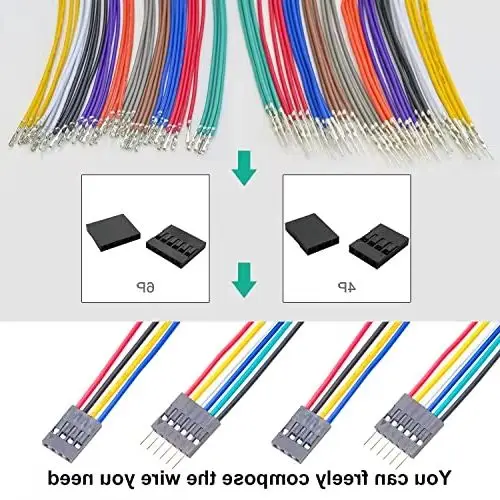 

Dupont 2.54mm Male/Female Connector Kit with 22AWG Cable, Single & Dual Row 2/3/4/5/6 Pin Housing Wire Adapter Set