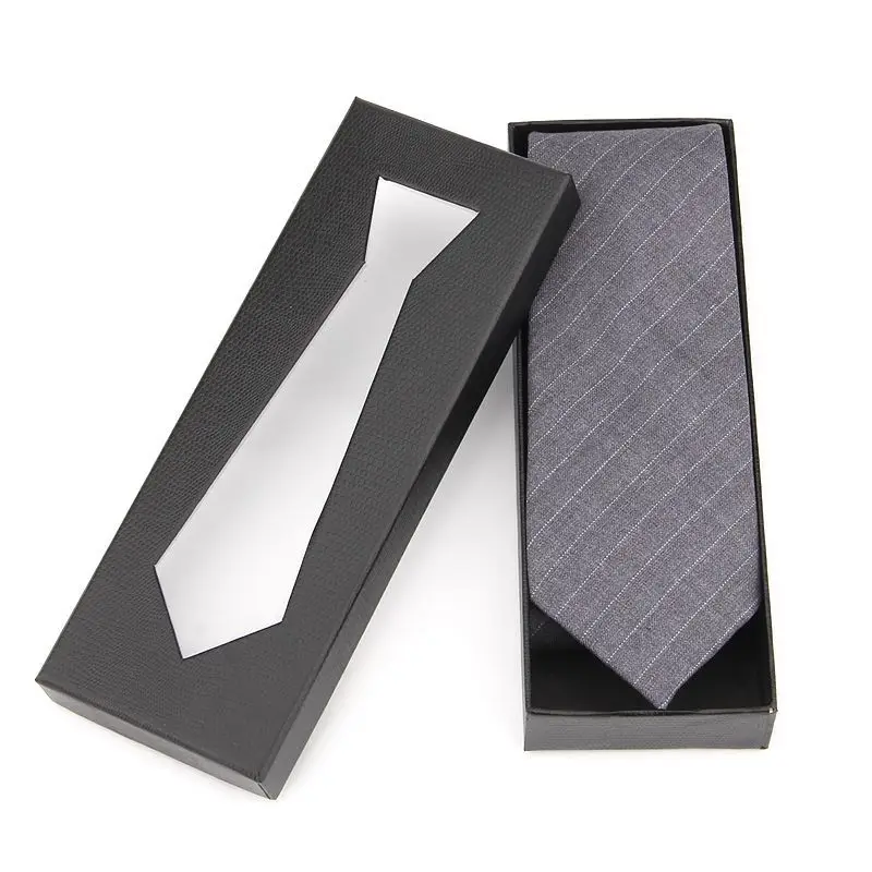 Men Simple Black Snake Pattern Necktie Bow Tie Packaging Box With Window Party Necklace Ring Storage Case Wedding Jewelry Gift