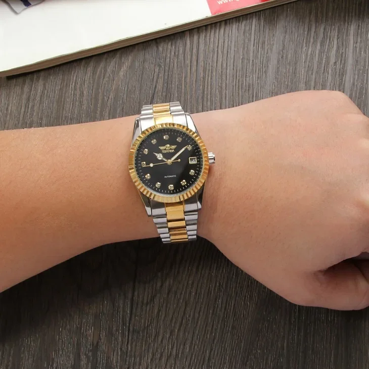 Fashion Hot WINNER Top Brand Luxury Gold Mens Wrist Watch Men Business Clock Automatic Mechanical Watches Male Steel Skeleton