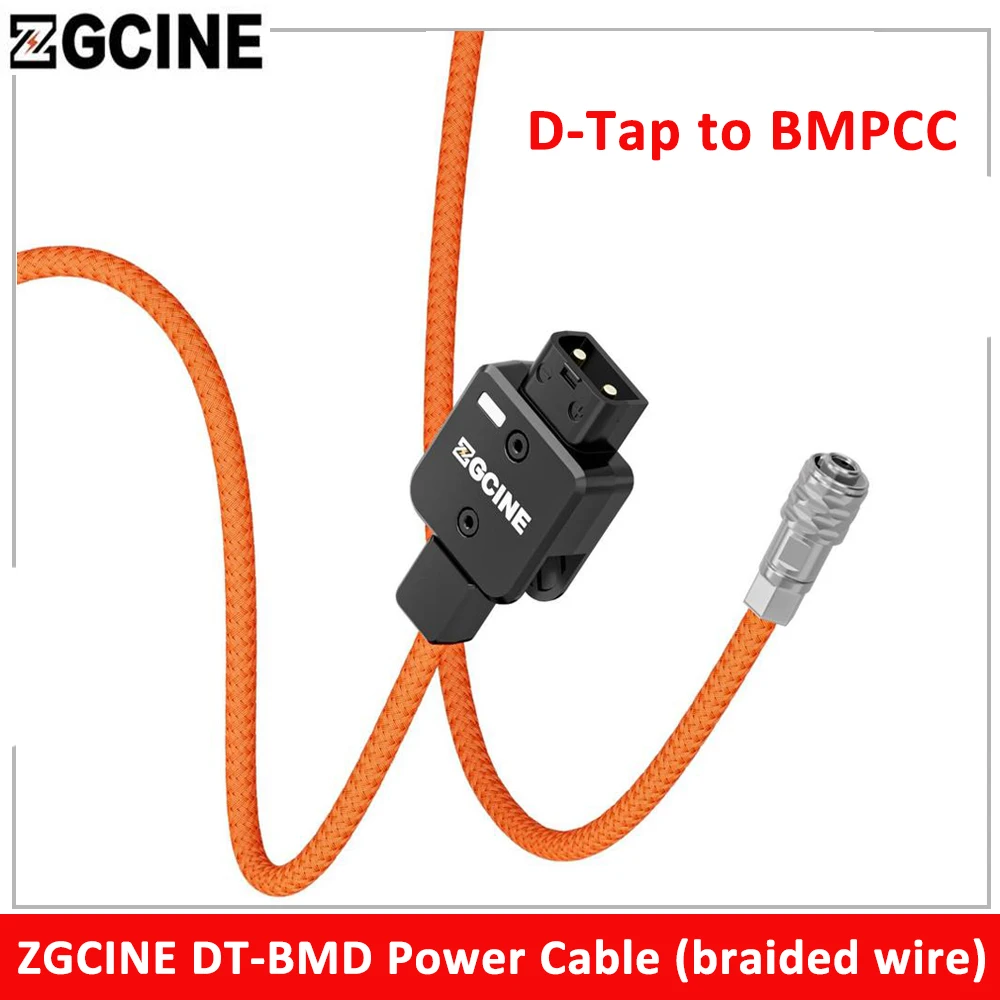 

ZGCINE DT-BMD D-Tap to 2-Pin BMPCC Power Cable 60cm 180° Braided Wire for Blackmagic Pocket Cinema Camera 4K/6K V-mount Battery