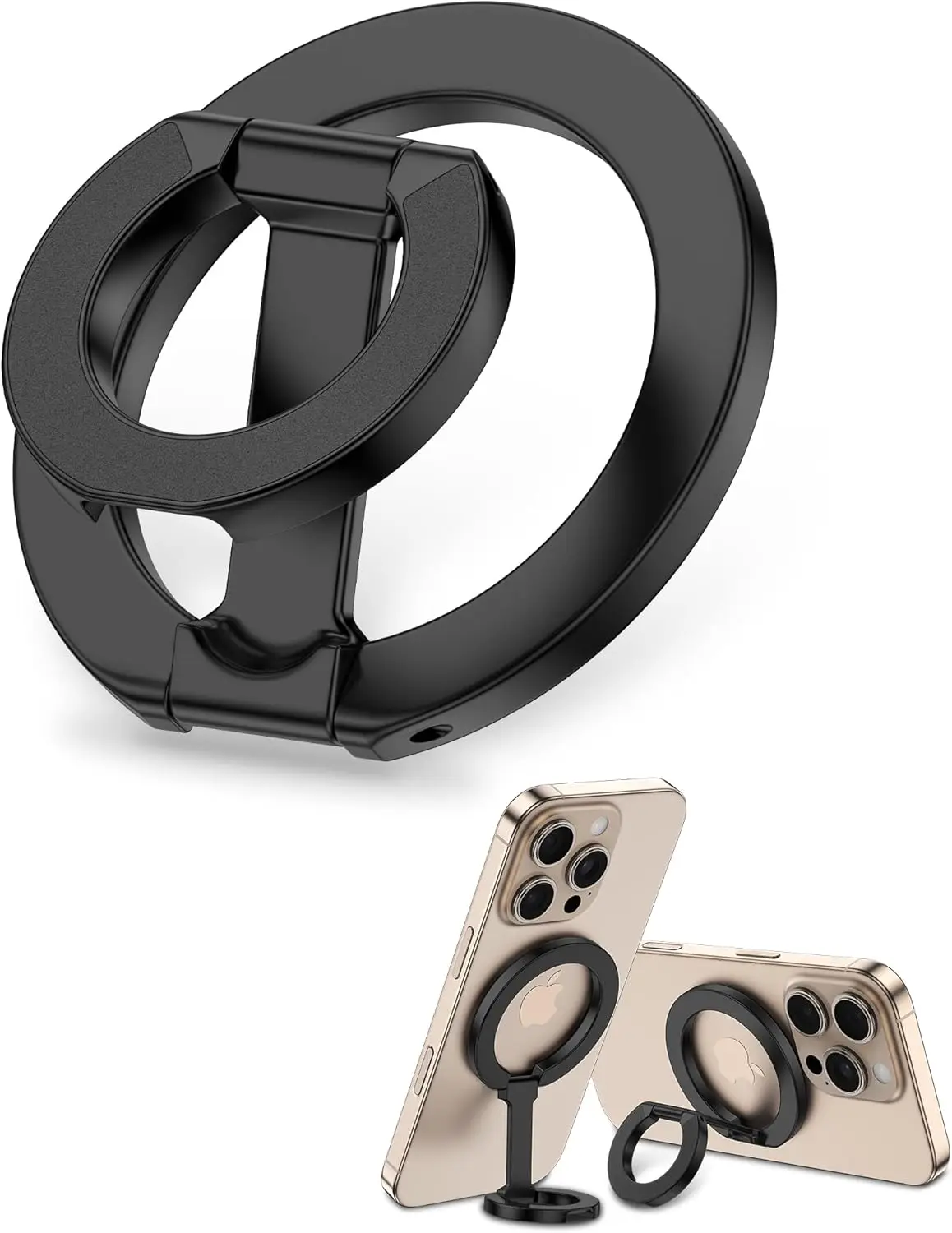 Phone Grip Holder Stand Dual-Sided Magnetic Finger Ring Adjustable Kickstand Loop For MagSafe iPhone 17 16 15 14 13 Car Mounts