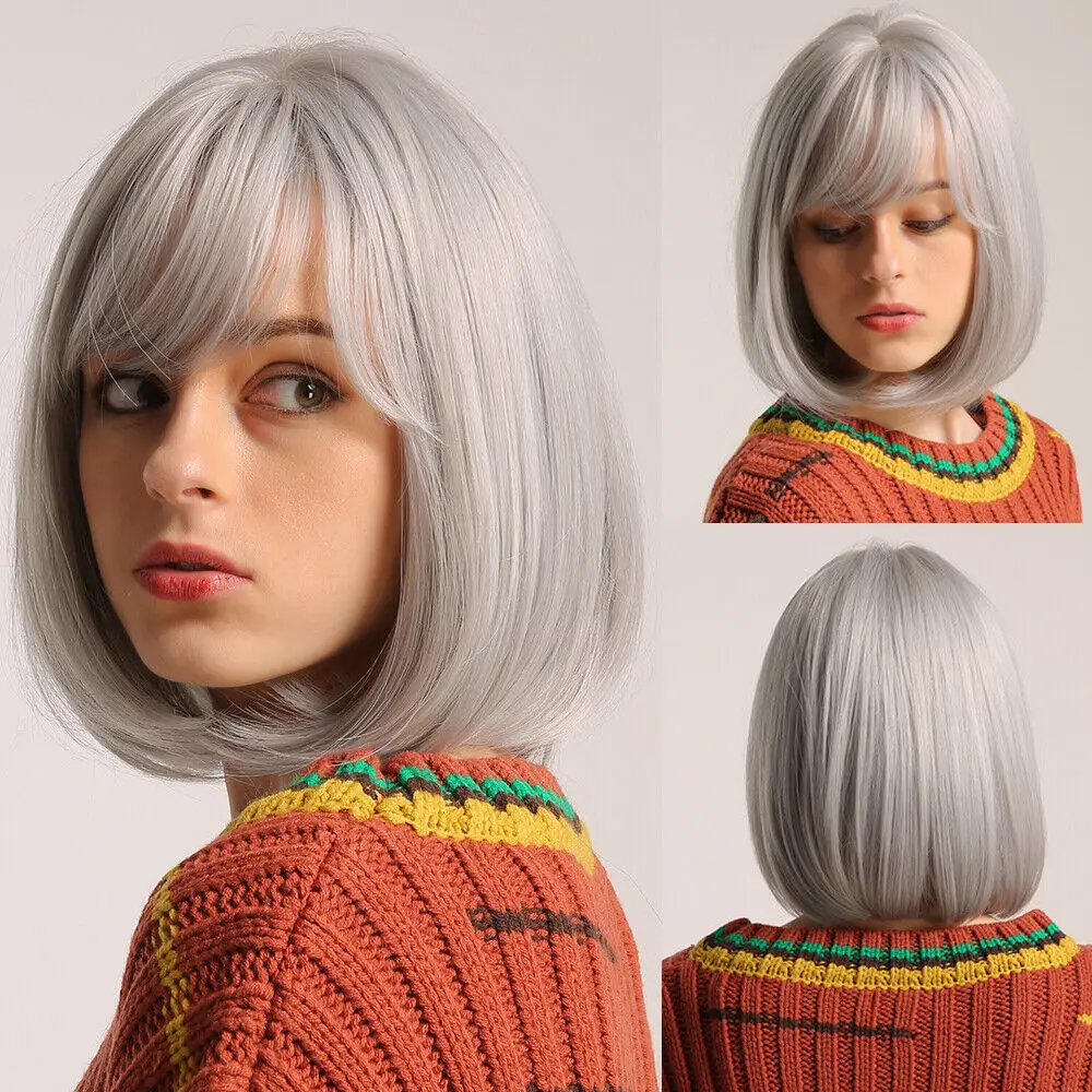 

Short Straight Synthetic with Bangs Brown Blonde Daily Wig