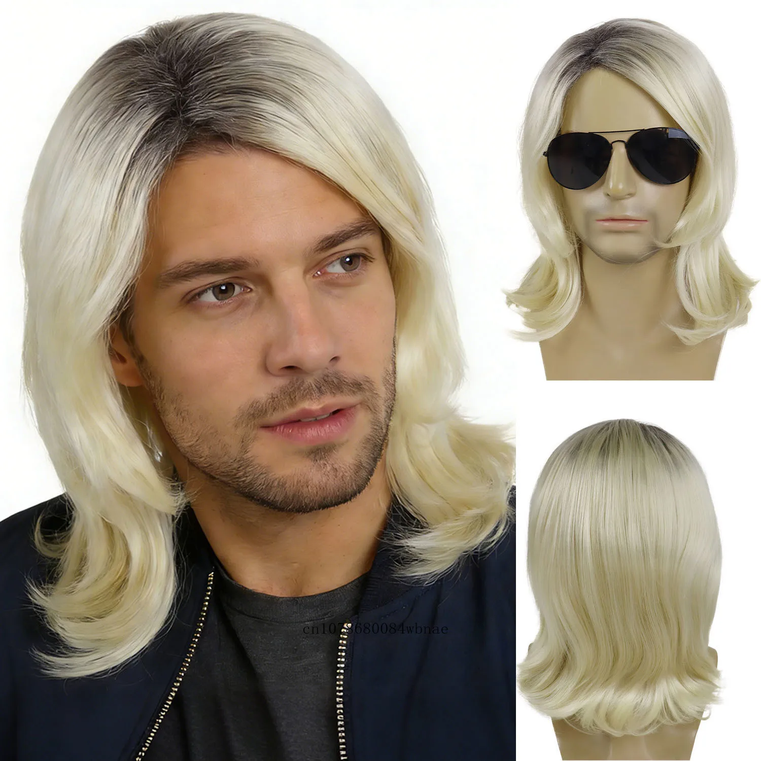 

Синтетический парик для мужчин, до плеч, кудрявый, длинный, светлый, унисекс, в стиле 70-х 80-х, крутой рокерский парик, для дискотек, косплея, Хэллоуина