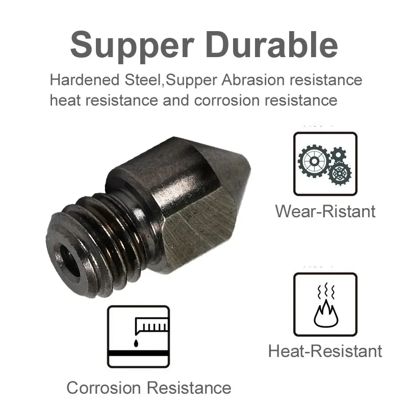 Creality MK8 Hardened Steel Nozzle 0.4mm, High Temp & Wear Resistant for Ender 3/3 Pro/S1 & CR-10 Series 3D Printer Nozzle
