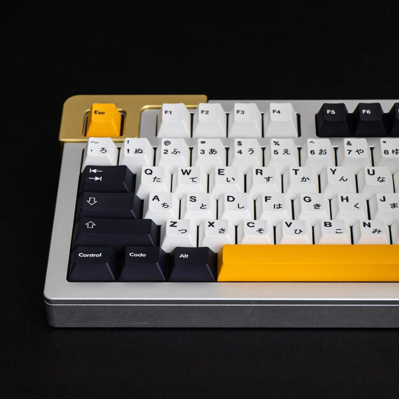 Imagem -03 - Minimalista Keycaps para Teclado Mecânico 138 Teclas Preto Branco Amarelo Japonês Inglês Layout Pbt Tintura Sub Cereja Perfil Gk61