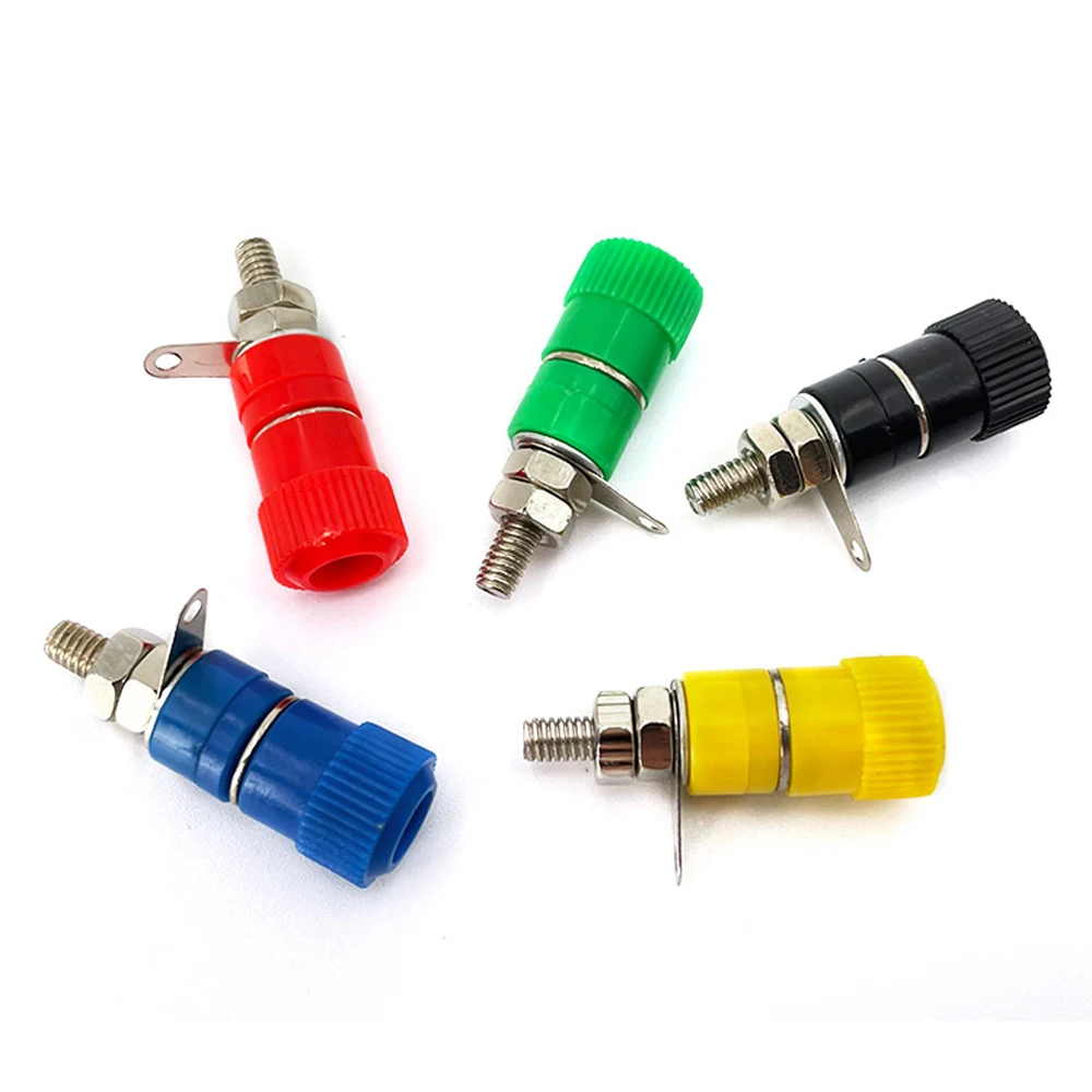 

10PCS 4mm Binding Post Pure Copper Banana Socket Nut Banana Plug Zinc Alloy Plated Nickel Electrical Banana Connector Terminal