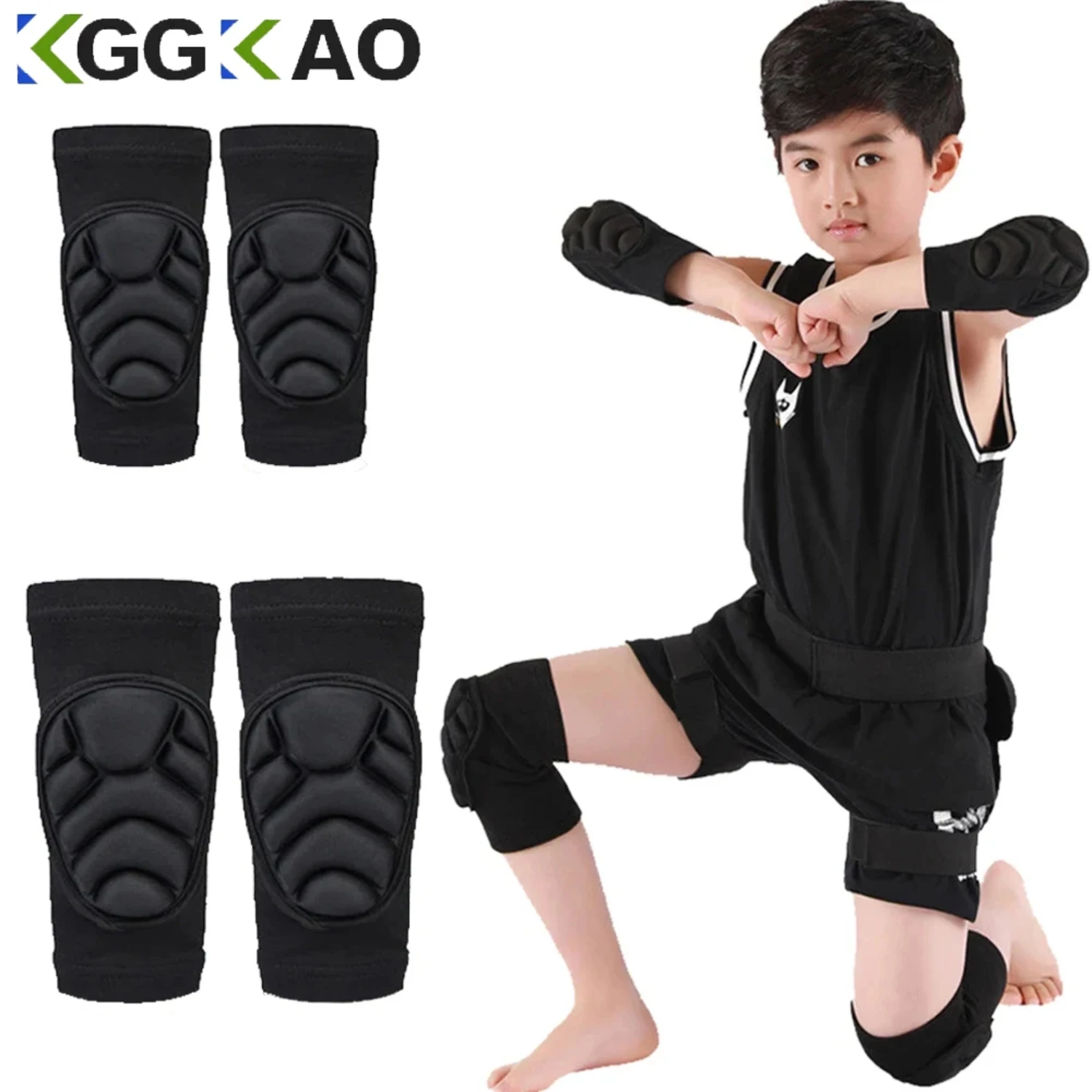 1Pair Thick Sponge Knee Pads Elbow Sleeves Avoidance Sport Kneepad Football Volleyball Knee Brace Support   Child Youth