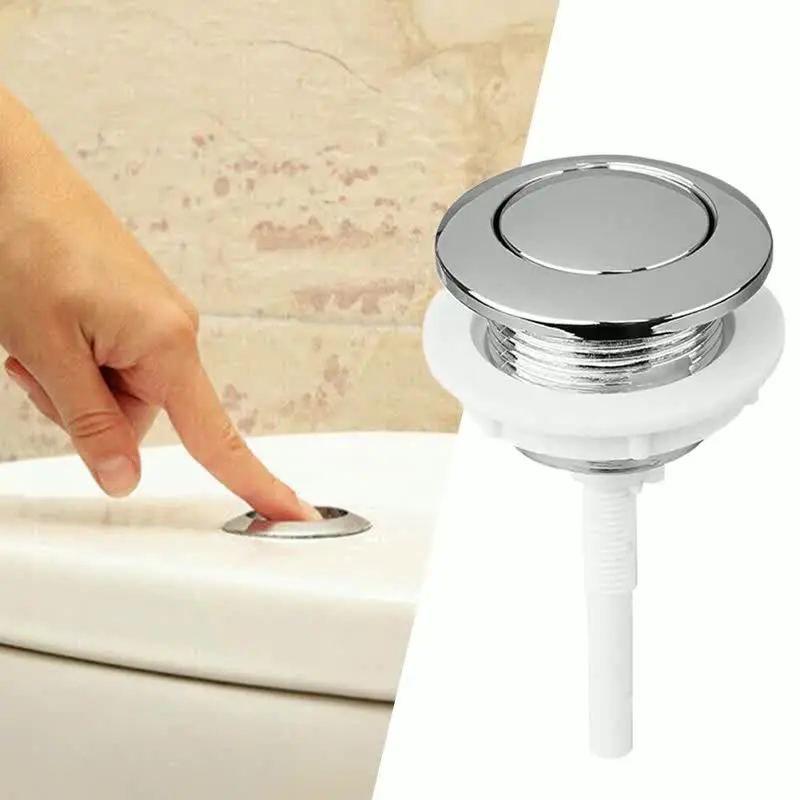 EasyDrain Front-Action Toilet Flush Button – Chrome-Plated ABS, Universal 15mm Fit – Rust-Resistant Replacement