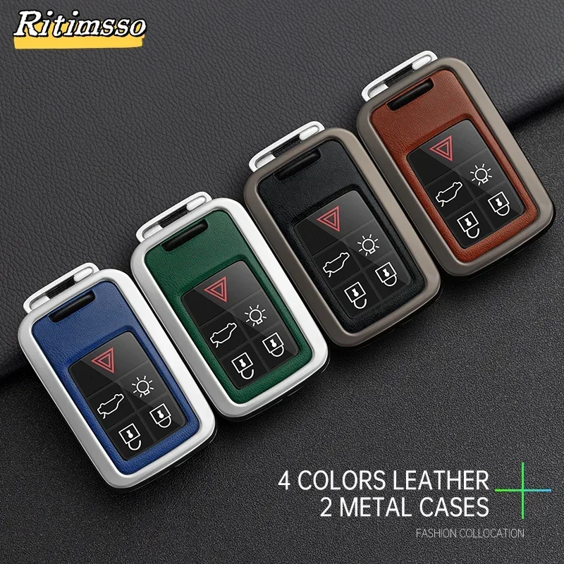 5/6 Buttons Zinc Alloy + TPU Car Remote Key Holder Shell Case Full Cover for Volvo XC60 V60 S60 S80 XC70 V40 Car Accessories