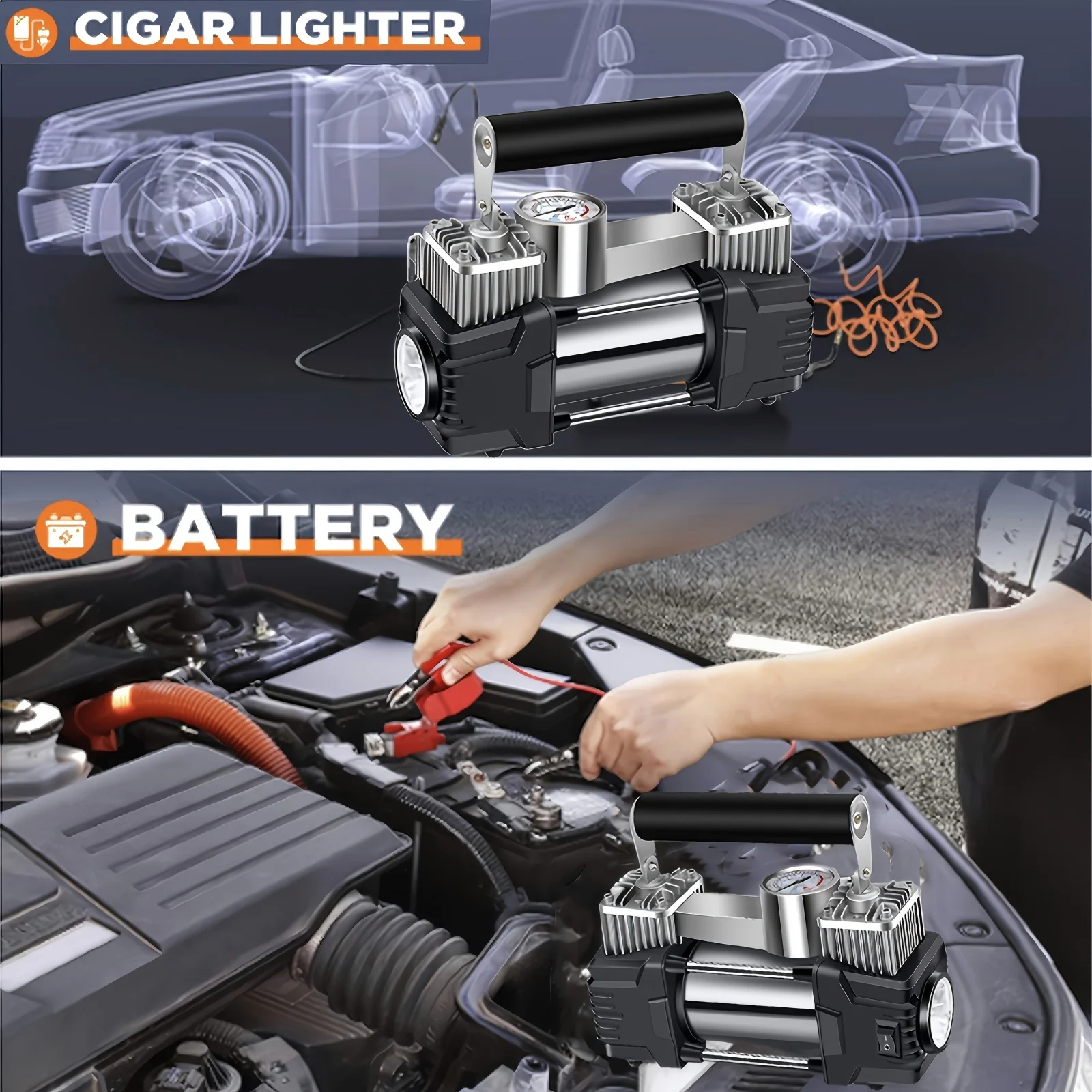 الانتقال كاتب مع منفاخ لإطارات السيارة 150PSI مضخة هواء للسيارة 12 فولت ولاعة السجائر ضاغط الهواء لسيارة دراجة نارية دراجة كرات #4