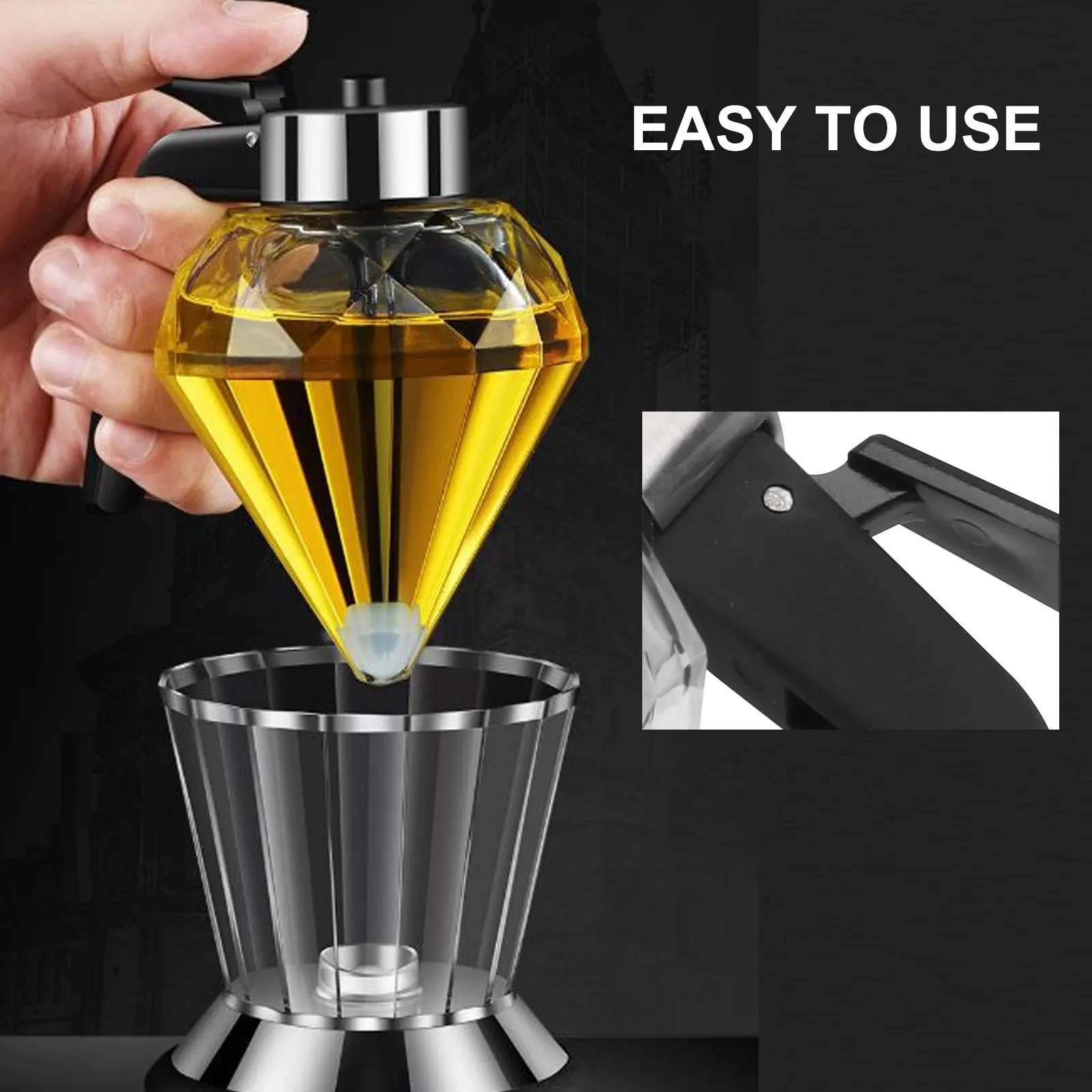 

2pcs Pressing Glass Oil Bottle Smooth Surface Handle Design For Kitchen Seasoning Storage Container Olive Oil Vinegar Soy Sauce
