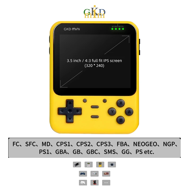 2022 GKD Mini Retro Console Video gkd Game Consoles 3.5 IPS Screen ZPG Open Source PS Gaming Players GKDMINI Children's Gifts