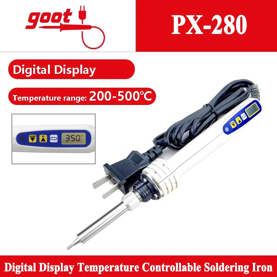 

GOOT PX-280 Temperature Controllable Soldering Iron 200-500℃ Digital Display Electric Solder Iron Welding Repair Tool 220V
