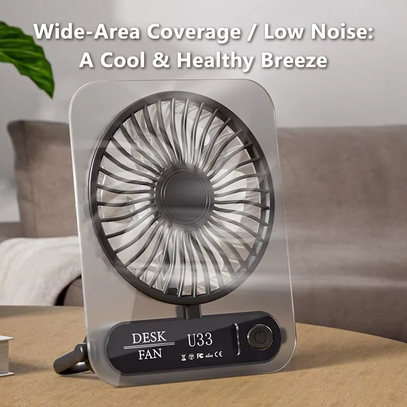 Desk Fan Portable Mini Fan Foldable Table Fan USB Rechargerable Wall Fan 180° Tilt Folding Ultra Quiet Table Fan For Office Home
