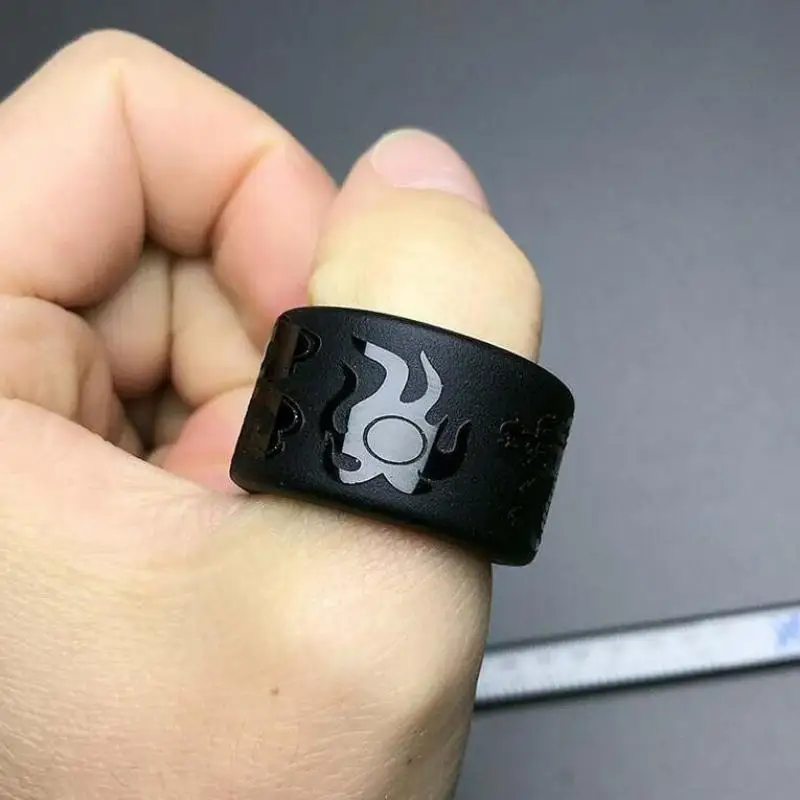 Natural Black Obsidian Ring Wide Band Men Women Healing Gemstone Fine Jewelry Genuine Obsidian Stone Sun Dragon Thumb Rings