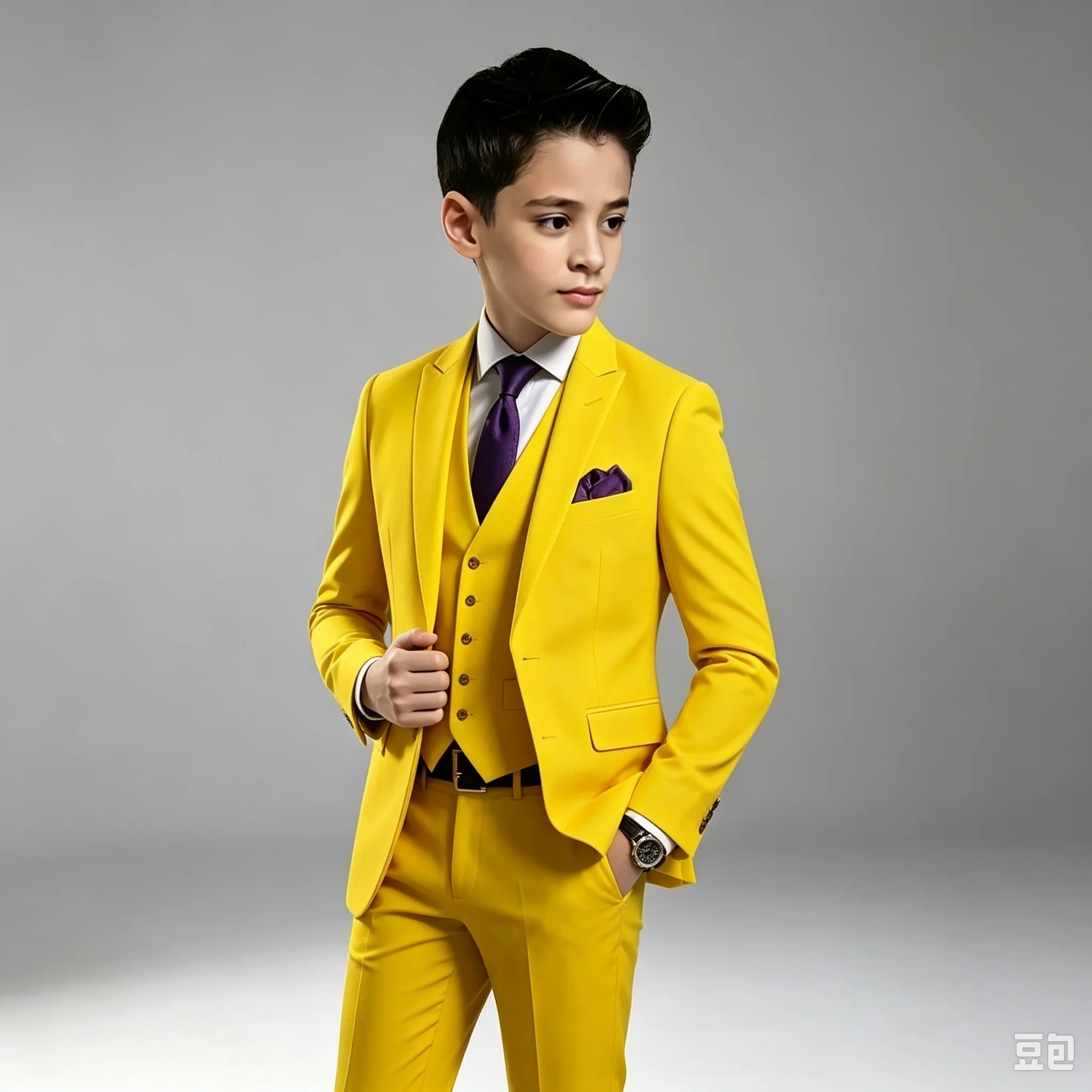 Suit For Boys Yellow 3 Piece Wedding Kids Groom Tuxedo Formal Peak Lapel Party Prom Kids Clothes 2-18 Years Old Children Suits