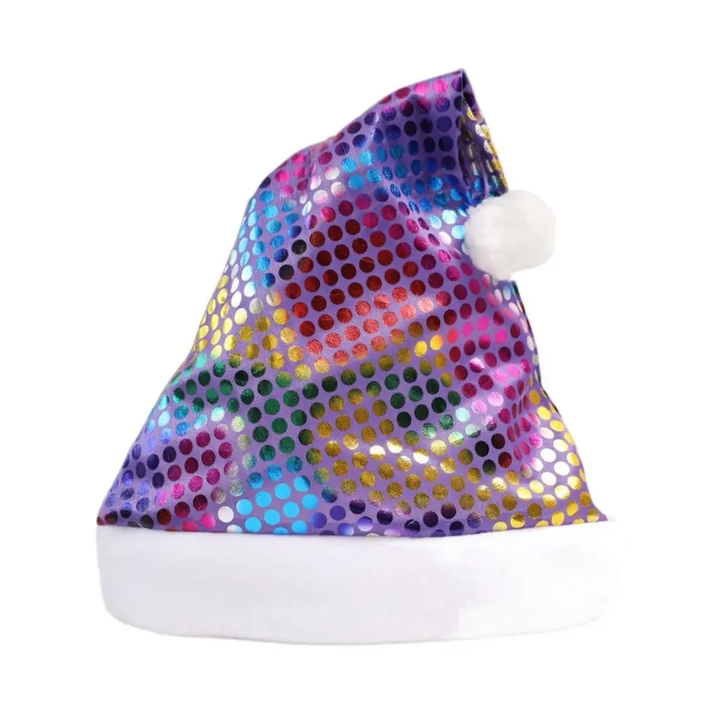 

Printed Beads Christmas Hat Merry Christmas Decoration New Year Dress Up Santa Claus Hat Korean Style with Plush Ball