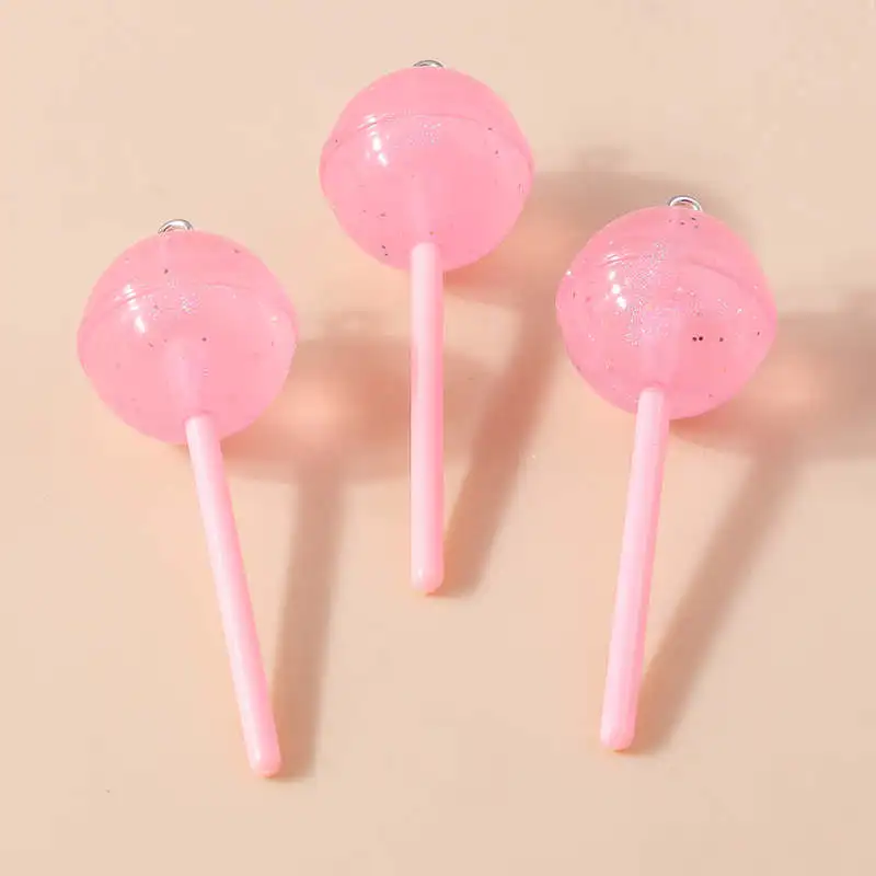 Leslie 10 Stück Harz 3D Süße Bonbon-Lollipop-Anhänger für Ohrringe Halsketten Kawaii Lollipop-Anhänger Handgemachtes Schmuckzubehör – Detail 10