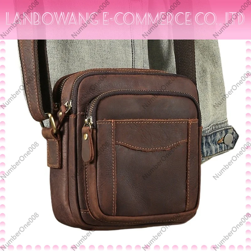 New Arrival Vintage Style Genuine Leather Men Crossbody Bag Classic Simple Premium Cowhide Casual Messenger Bag For Male