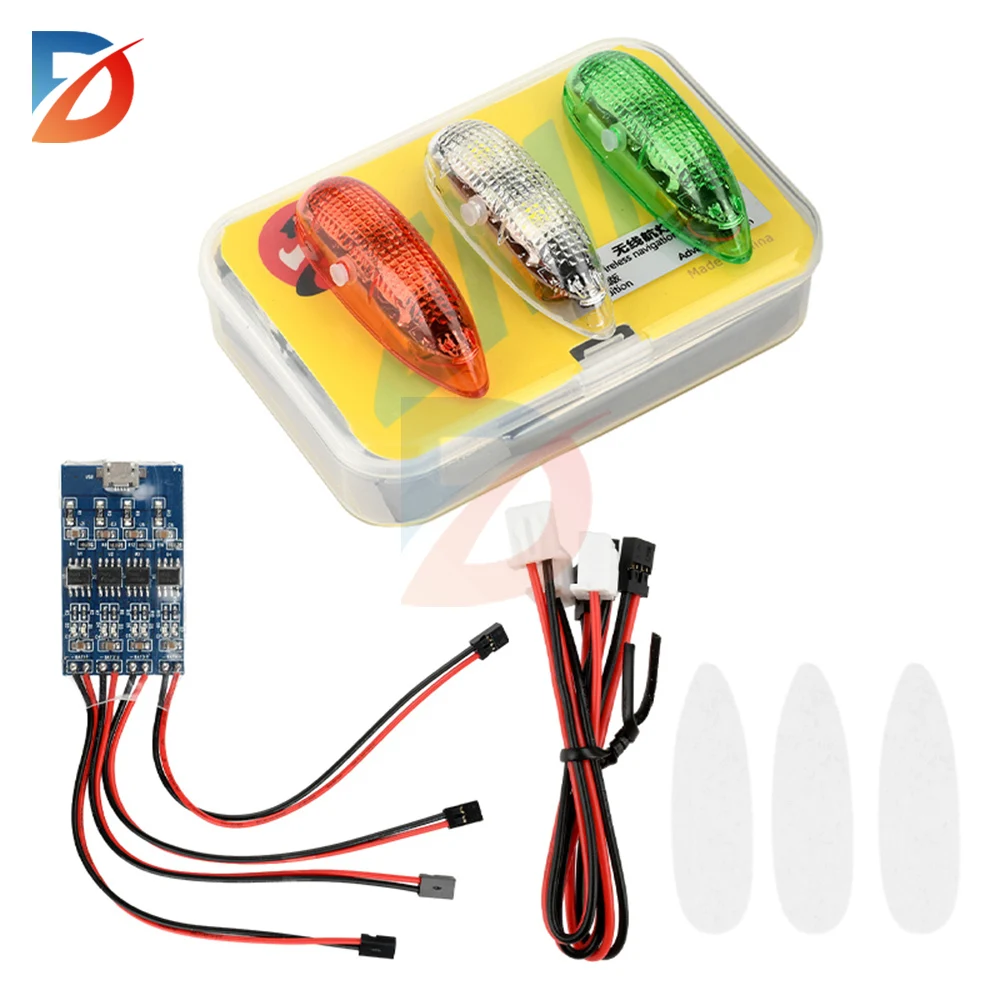 LED flash light wireless night flight light rechargeable 4 modes LED for remote control aircraft fixed wing drone FPV drone toys