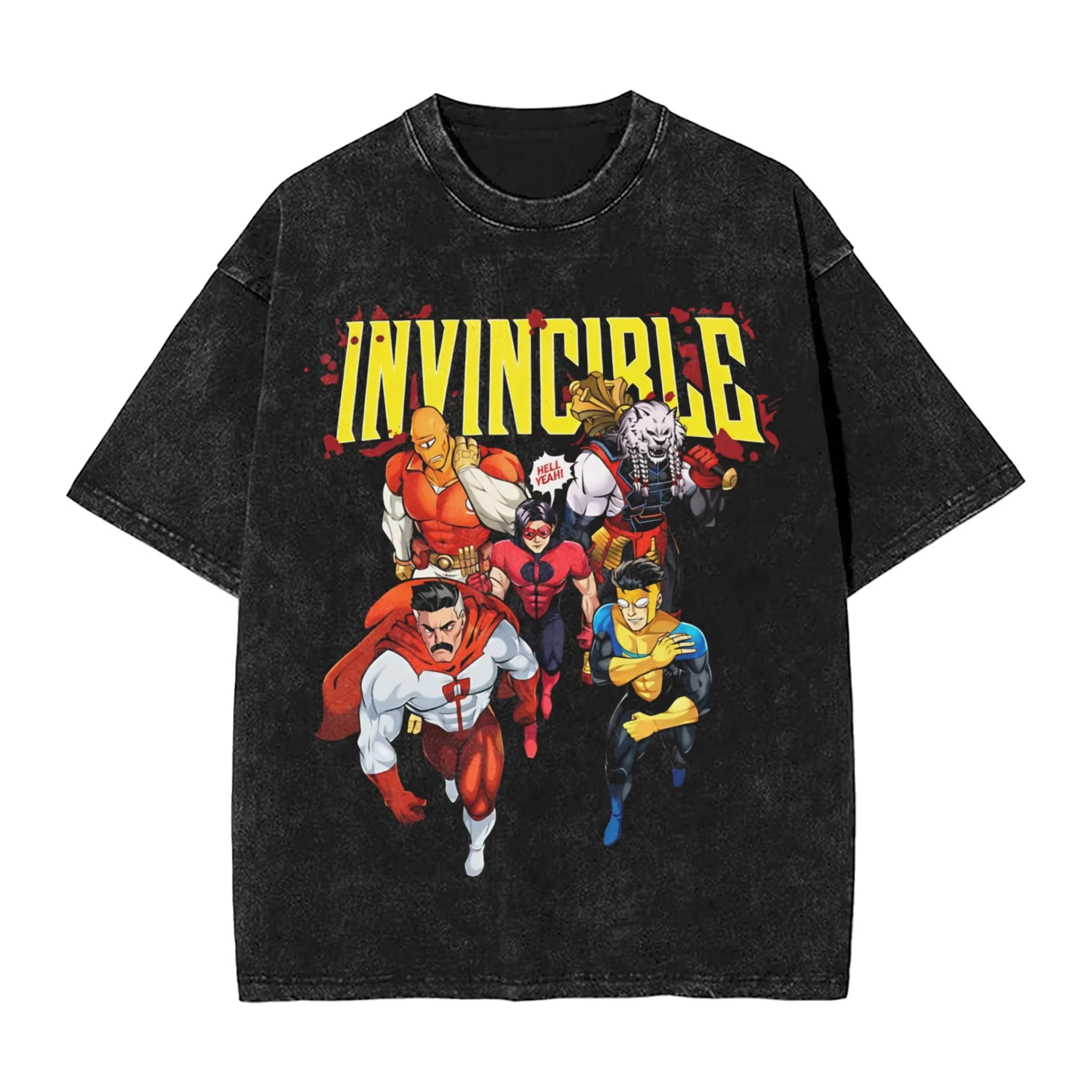 Camiseta Masculina de Verão 2026 Grand Regent Thrag Perfect Invincible Comic - Camisa Casual de Manga Curta com Gola Redonda Y2K Solta