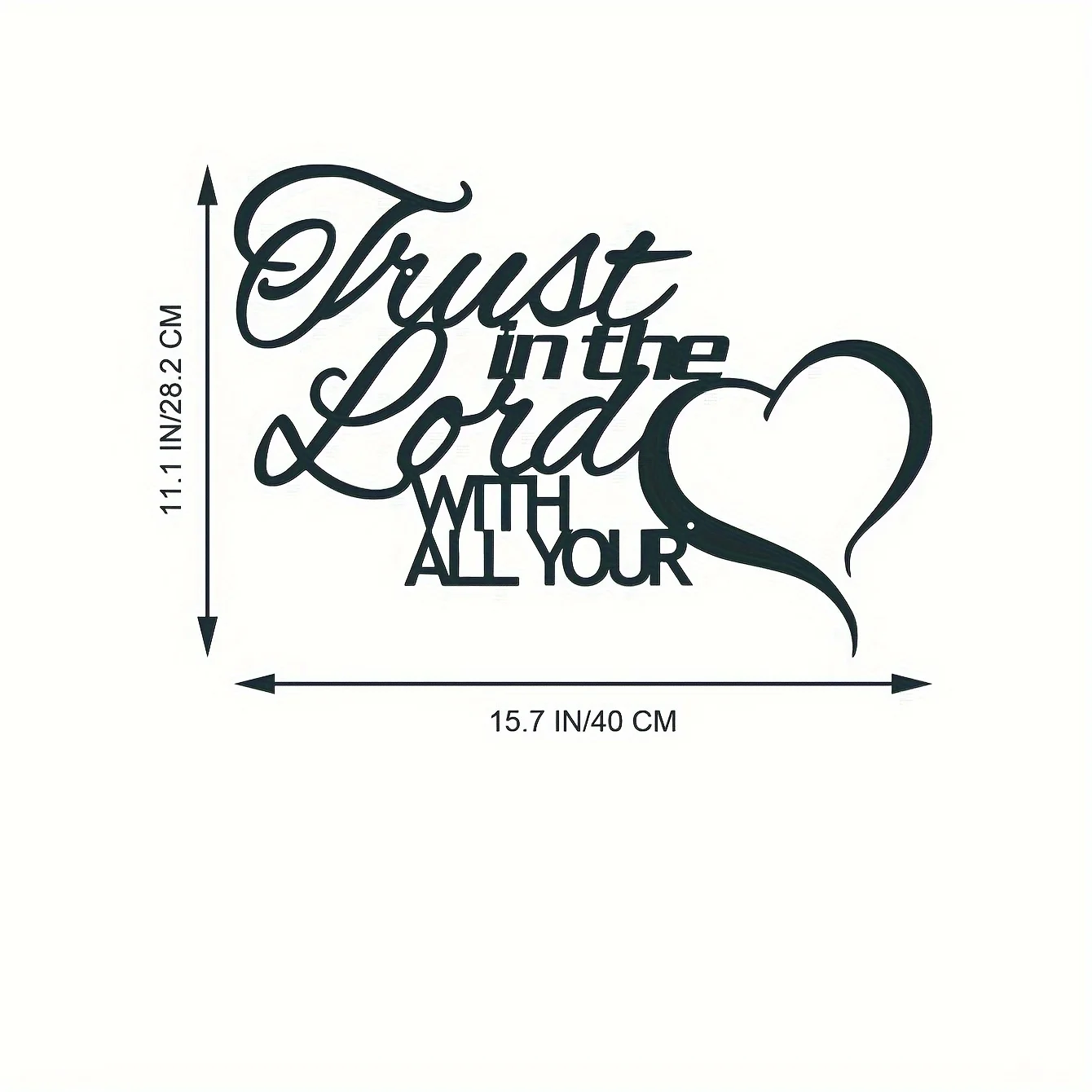 HELLOYOUNG Religious Scripture Metal Wall Sign, Cutout Cursive Trust In The Lord Quote Wall Art, Faith Heart Decor Living Room