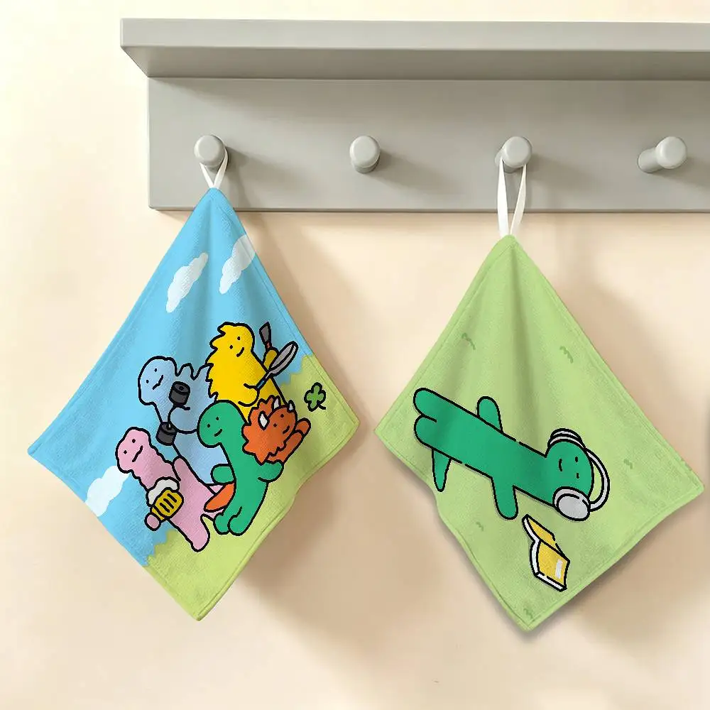 Cartoon J-Joguman S-Studio Polyester Cotton Hand Wiping Towel, Anti-shrink Hanging Kitchen Cloth for Household Cleaning