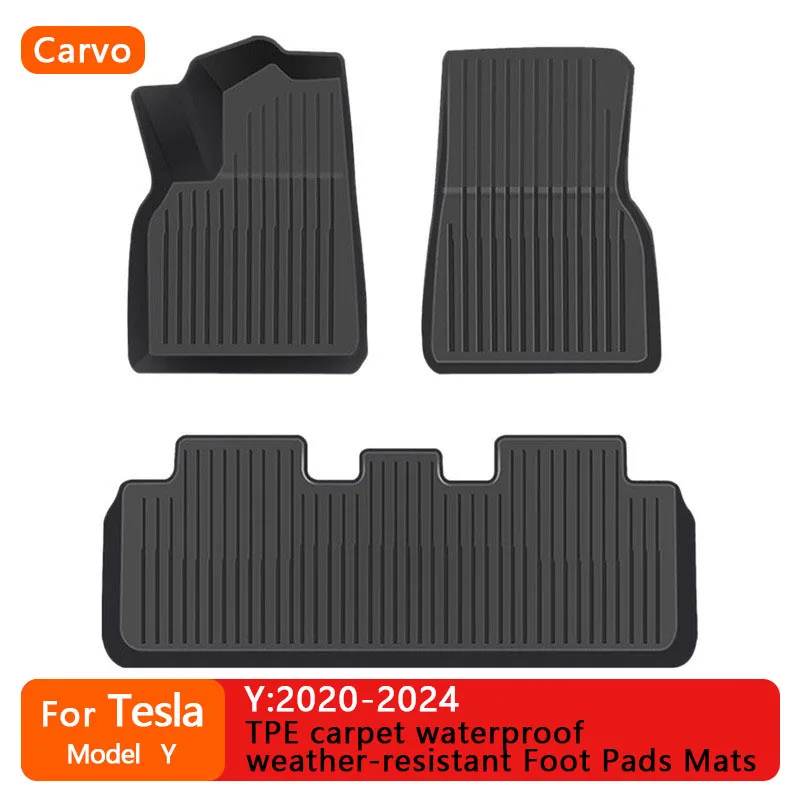 

For Tesla Model Y 2020 -2024 Floor Mat Left And Right Hand Drive Tpe Carpet Waterproof Weather-Resistant Foot Pads Mats