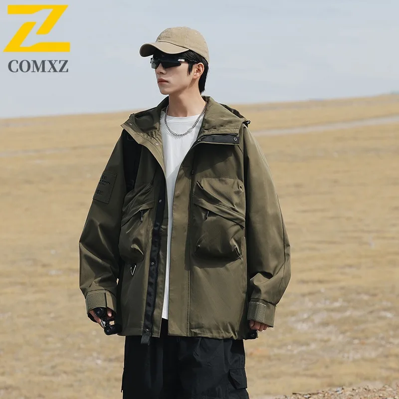 

​Men's Mountain Style Windbreaker Hooded Jacket Outdoor Hiking Coat Waterproof Breathable Tactical Softshell Casual Streetwear​