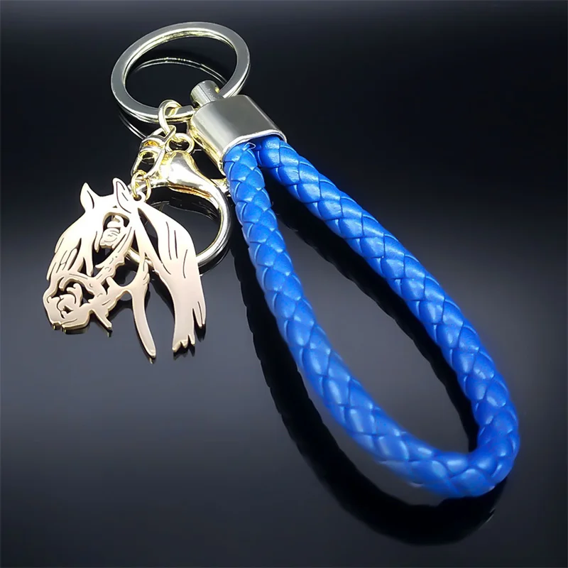 Fashion Horse Keychain for Women Men Blue Color Animal Horses Lover Key Ring Bag Accessories Gift Jewelry llaveros K6330S07