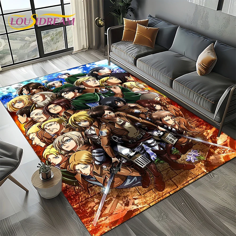 2025 Attack on Titan Eren Anime Cartoon Carpet Rug for Bedroom Living Room Home Sofa Decoration,kids Play Decor Floor Mat Gift