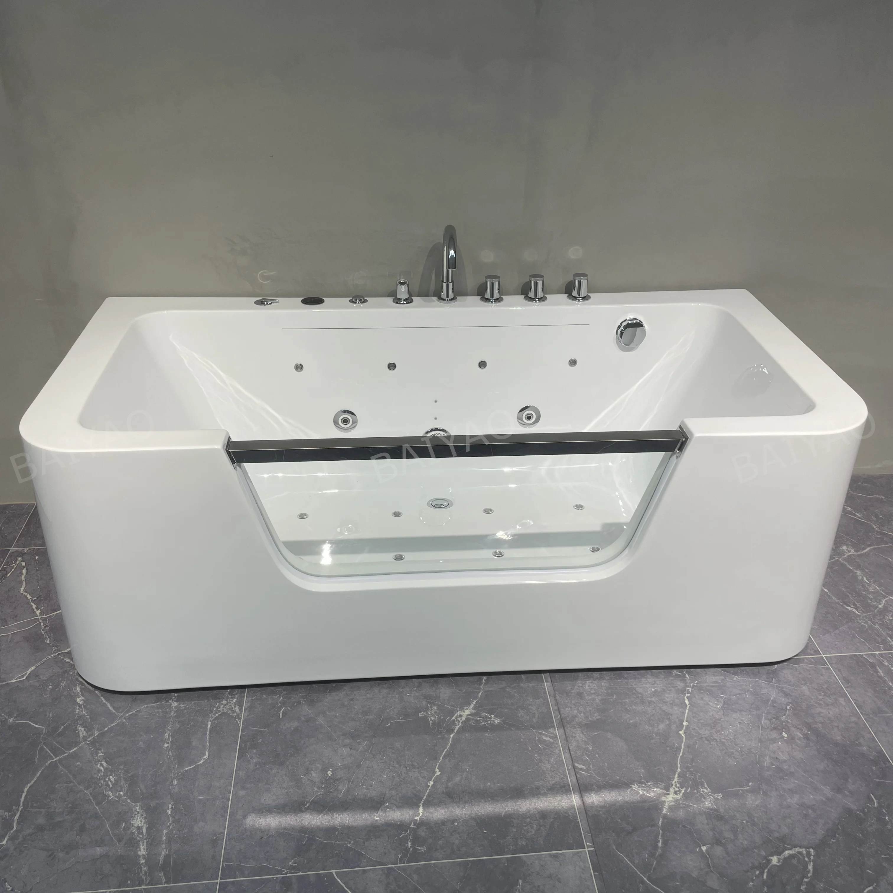 

Luxury Acrylic Massage Bathtub With LED Lights, SPA Yacuzzi For Villa, Smart Control, Custom Colors Available, Factory Price